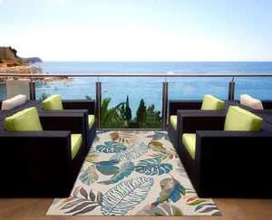 Harbor 4211 Palms Ivory/Teal Rugs