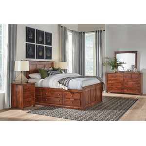 Shaker Queen Chest Bed - Tall 6- Drawer / 3-Drawer Pedestal & Raised Panel HB / FB