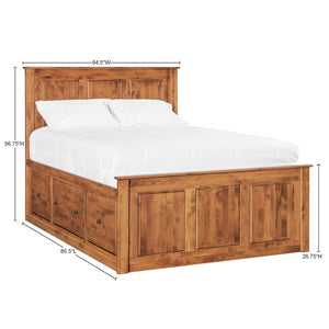 Shaker Queen Chest Bed - Tall 6- Drawer / 3-Drawer Pedestal & Raised Panel HB / FB