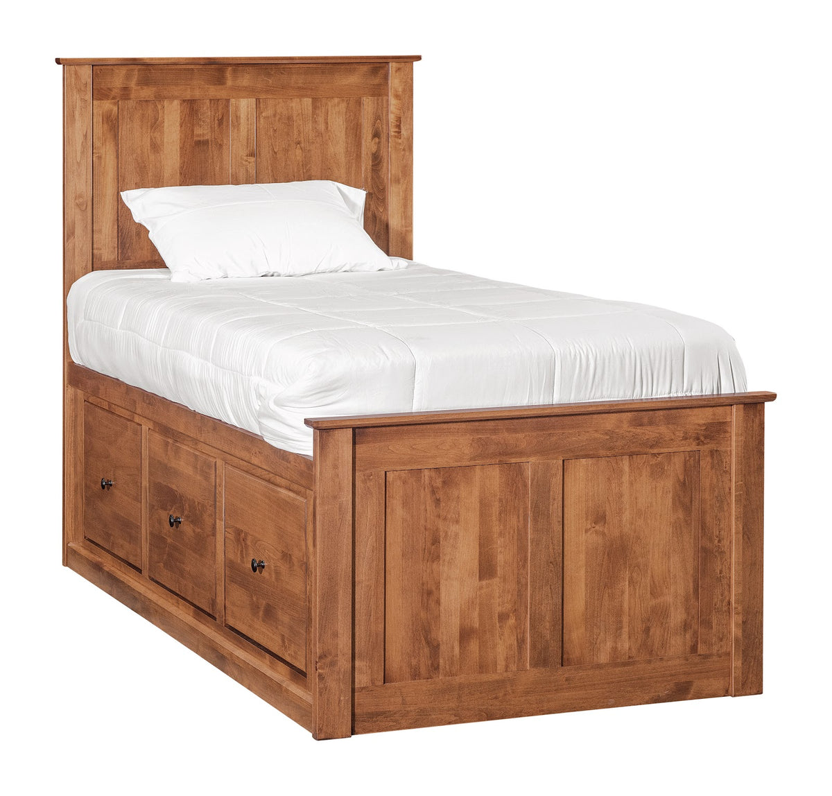 Shaker Queen Chest Bed - Tall 6- Drawer / 3-Drawer Pedestal & Raised Panel HB / FB