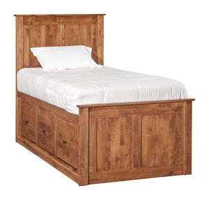 Shaker Queen Chest Bed - Tall 6- Drawer / 3-Drawer Pedestal & Raised Panel HB / FB