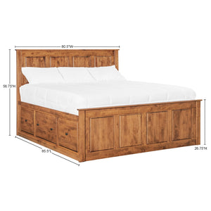 Shaker King Chest Bed - Tall 6- Drawer / 3-Drawer Pedestal & Raised Panel HB / FB