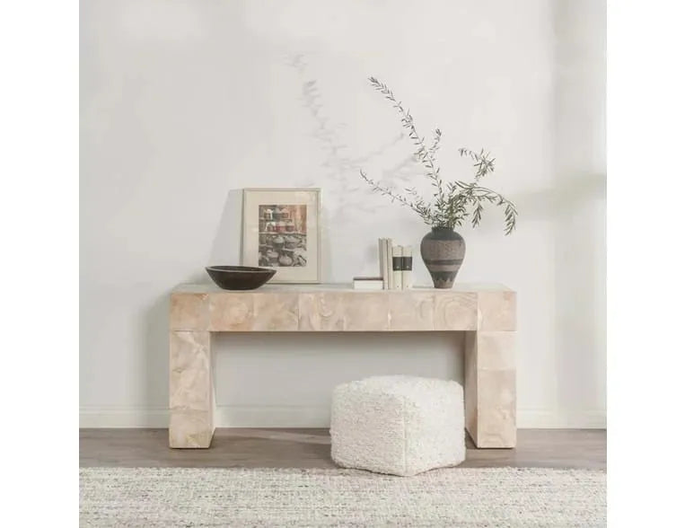 Anders Teak Wood 70" Console Table Cream Wash
