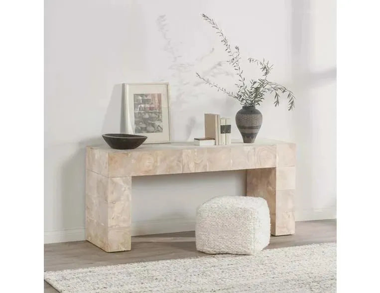 Anders Teak Wood 70" Console Table Cream Wash