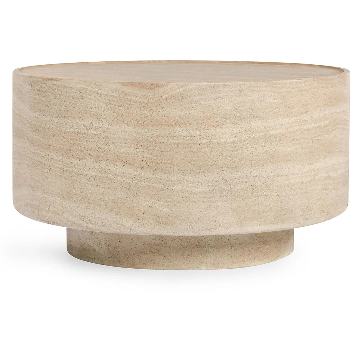 Mckenna Outdoor Concrete 31.5" Round Coffee Table Travertine