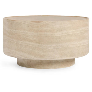 Mckenna Outdoor Concrete 31.5" Round Coffee Table Travertine