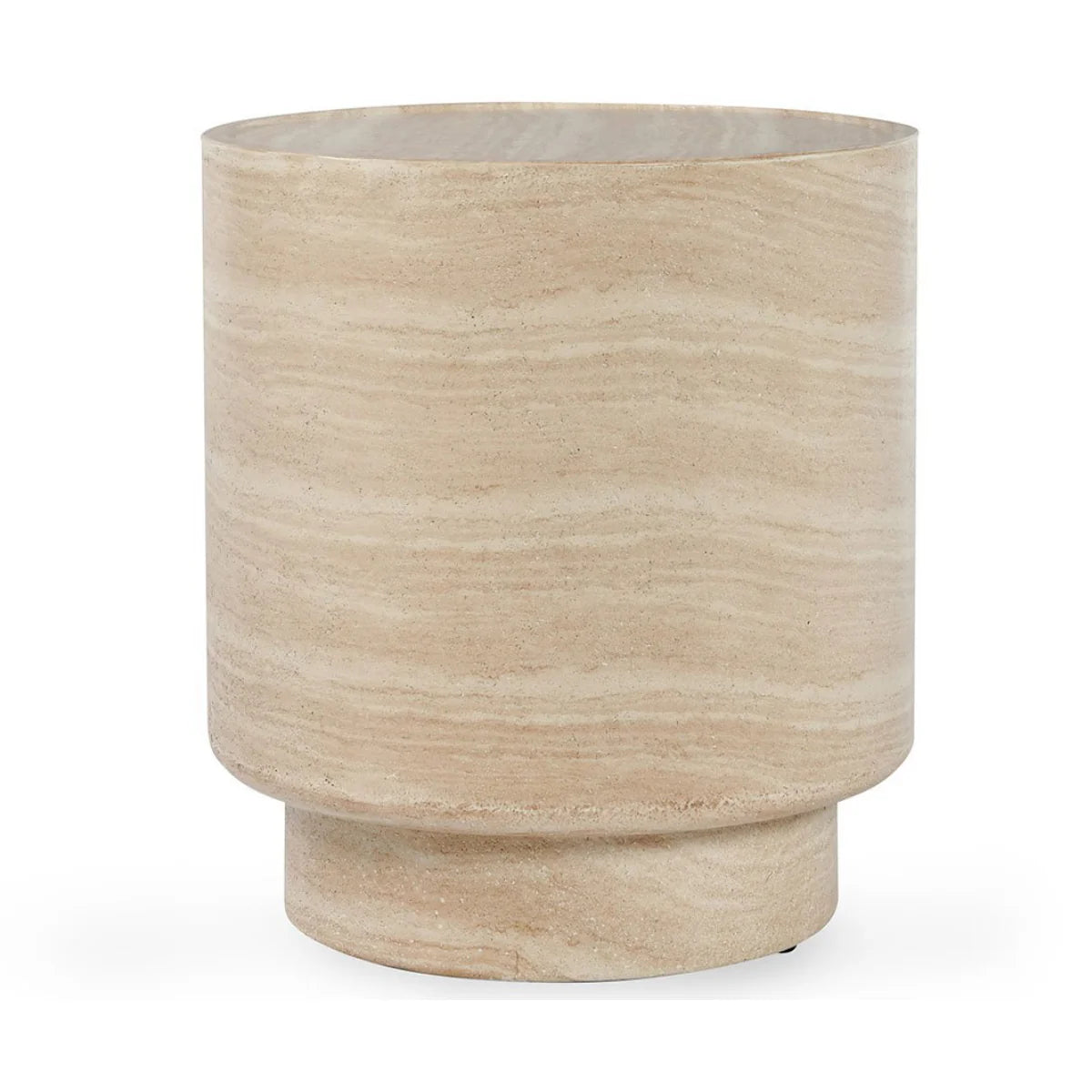 Mckenna Outdoor Concrete 18" Round End Table Travertine