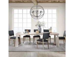 Atrop Oak Wood 102" Dining Table Milk White