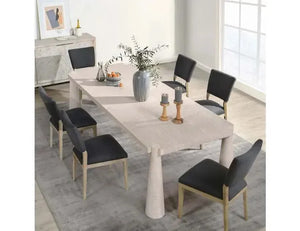 Atrop Oak Wood 102" Dining Table Milk White