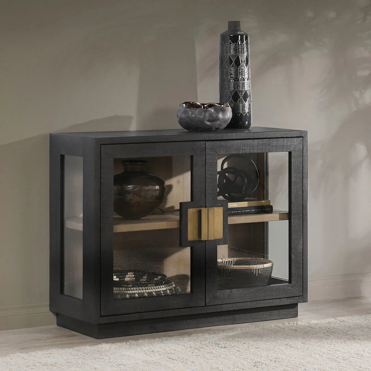 Larson Reclaimed Pine 2Dr Cabinet Carbon Black