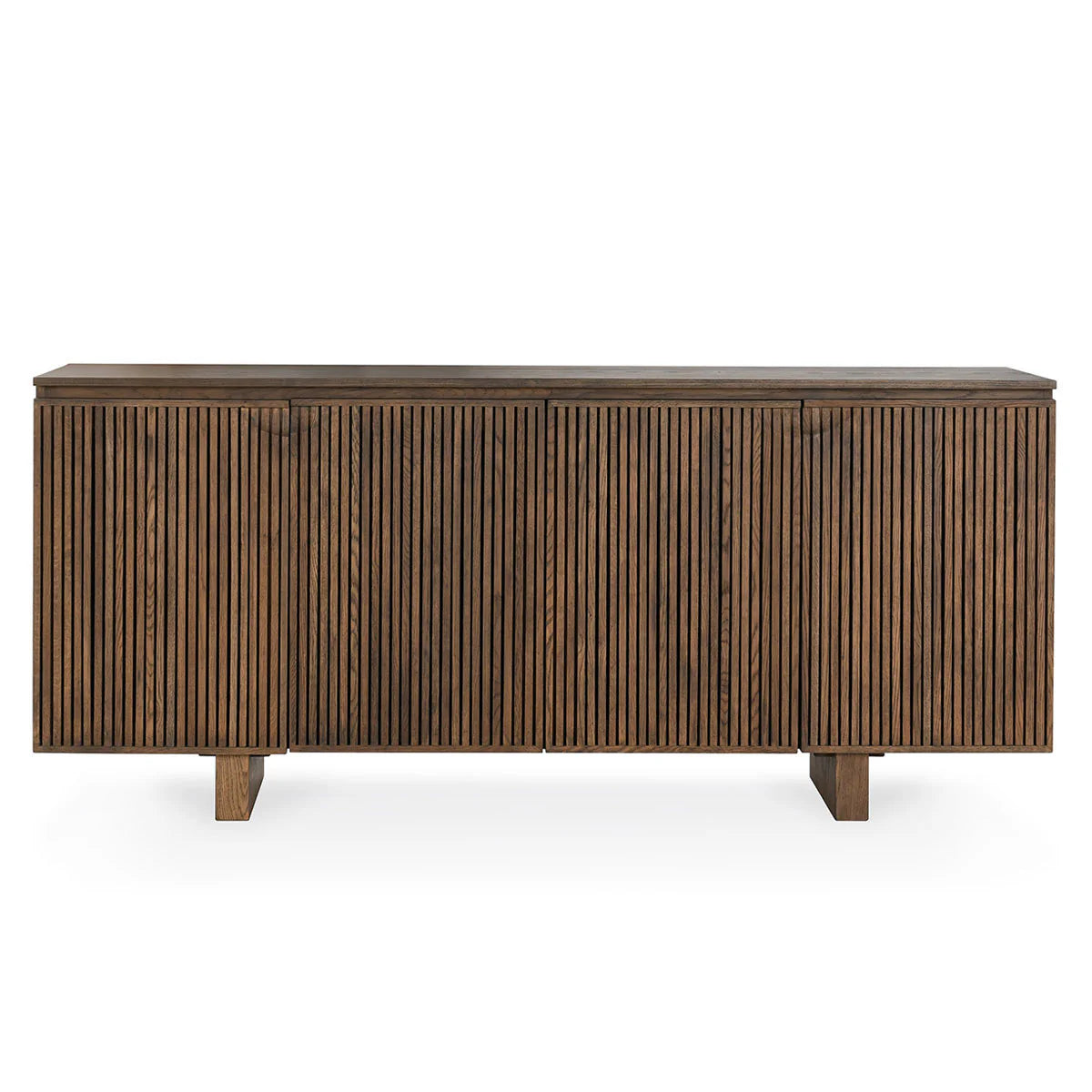 Roya Reclaimed Oak Wood 4 Dr Cabinet Toasted Brown