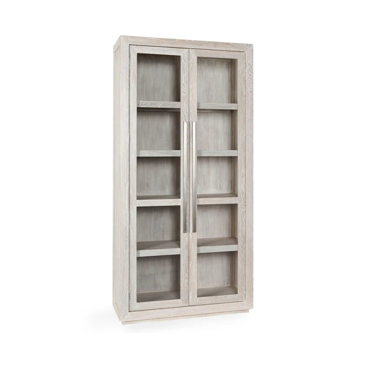 Bradley Oak Wood Tall Cabinet White Wash