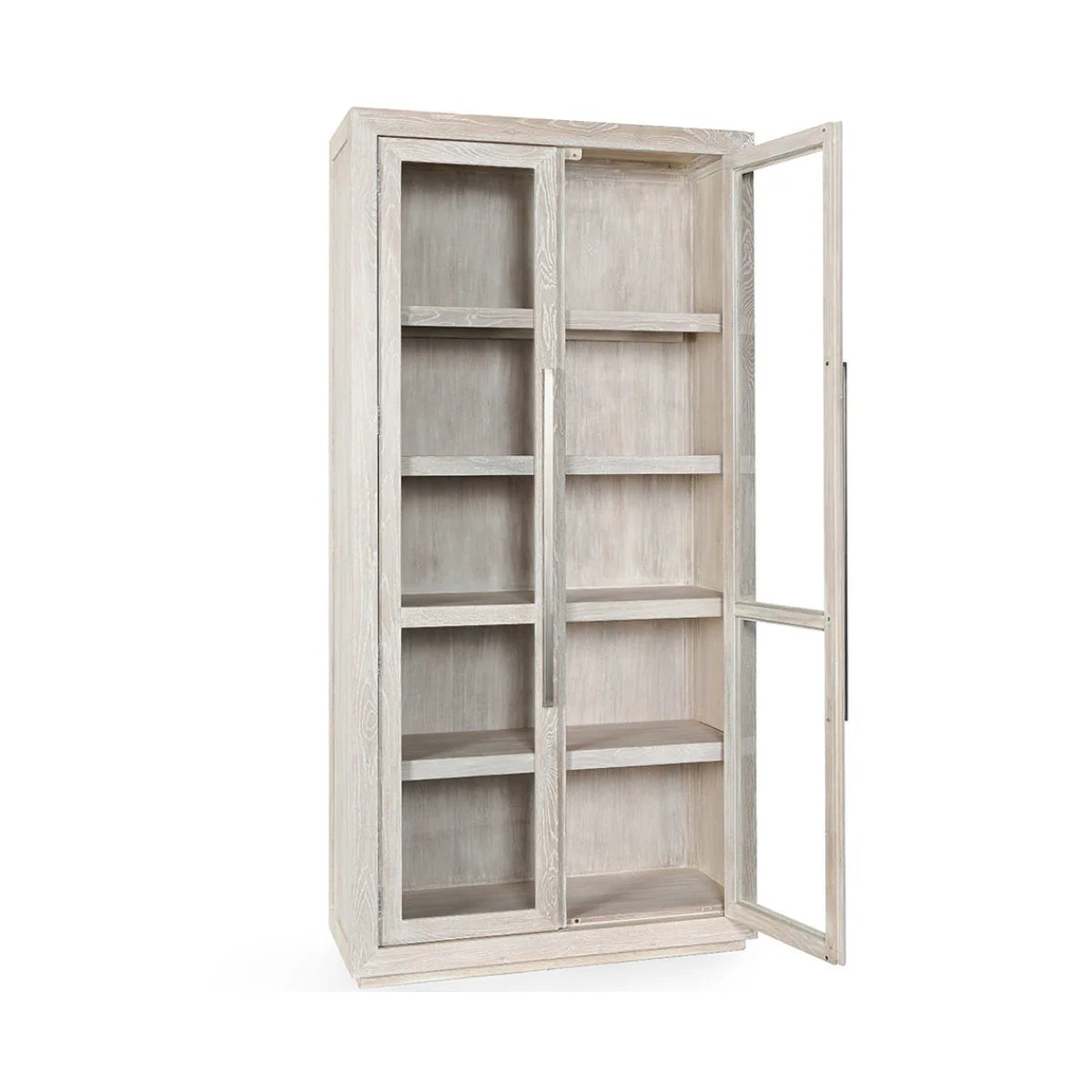 Bradley Oak Wood Tall Cabinet White Wash