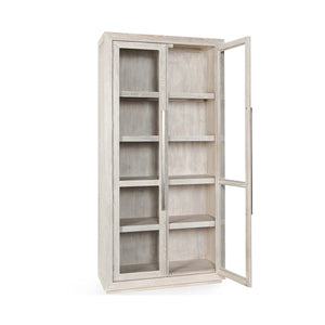 Bradley Oak Wood Tall Cabinet White Wash