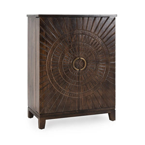Vivienne Mango Wood Bar Cabinet Bark Brown