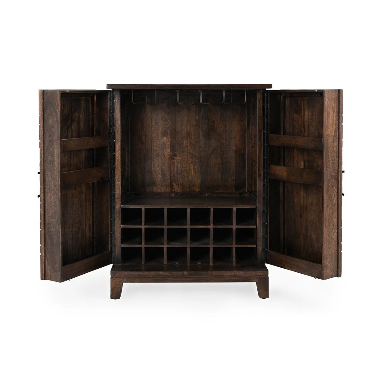 Vivienne Mango Wood Bar Cabinet Bark Brown