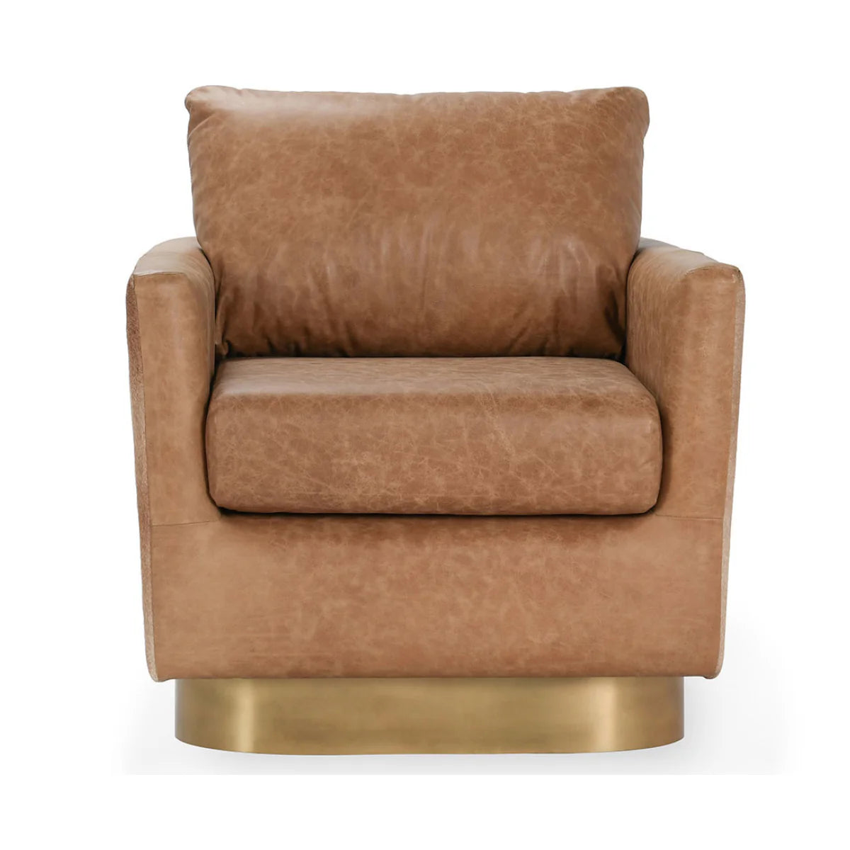 Lathe Leather/Hide Accent Chair Chestnut Brown/Blonde