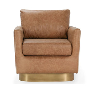 Lathe Leather/Hide Accent Chair Chestnut Brown/Blonde