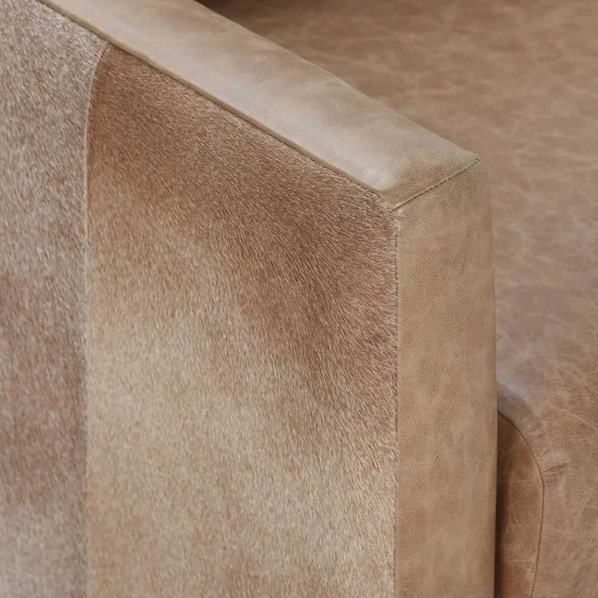 Lathe Leather/Hide Accent Chair Chestnut Brown/Blonde
