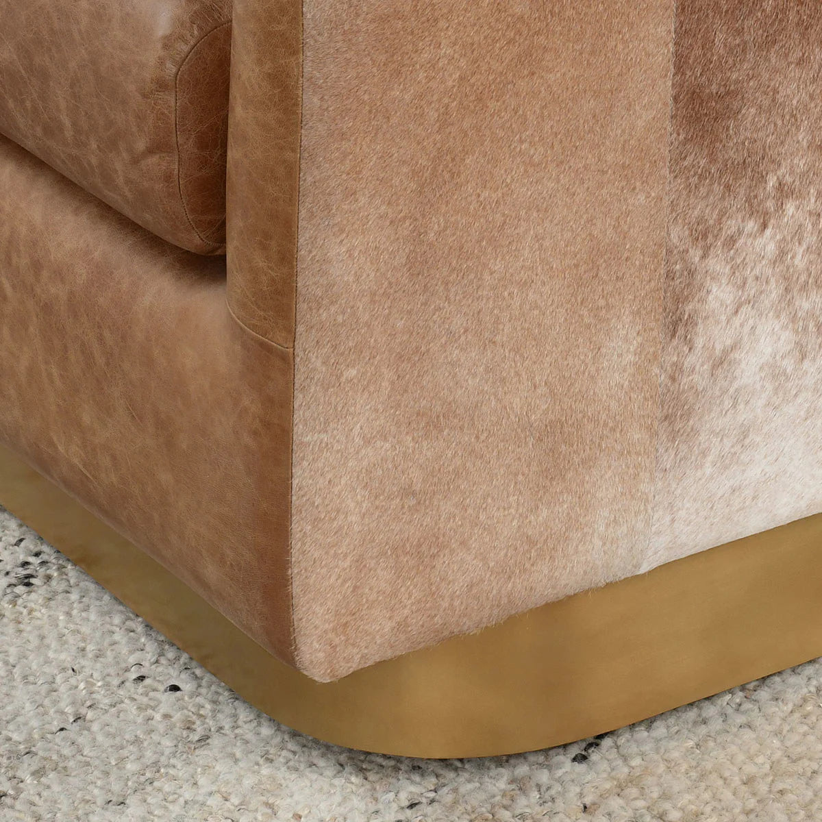 Lathe Leather/Hide Accent Chair Chestnut Brown/Blonde