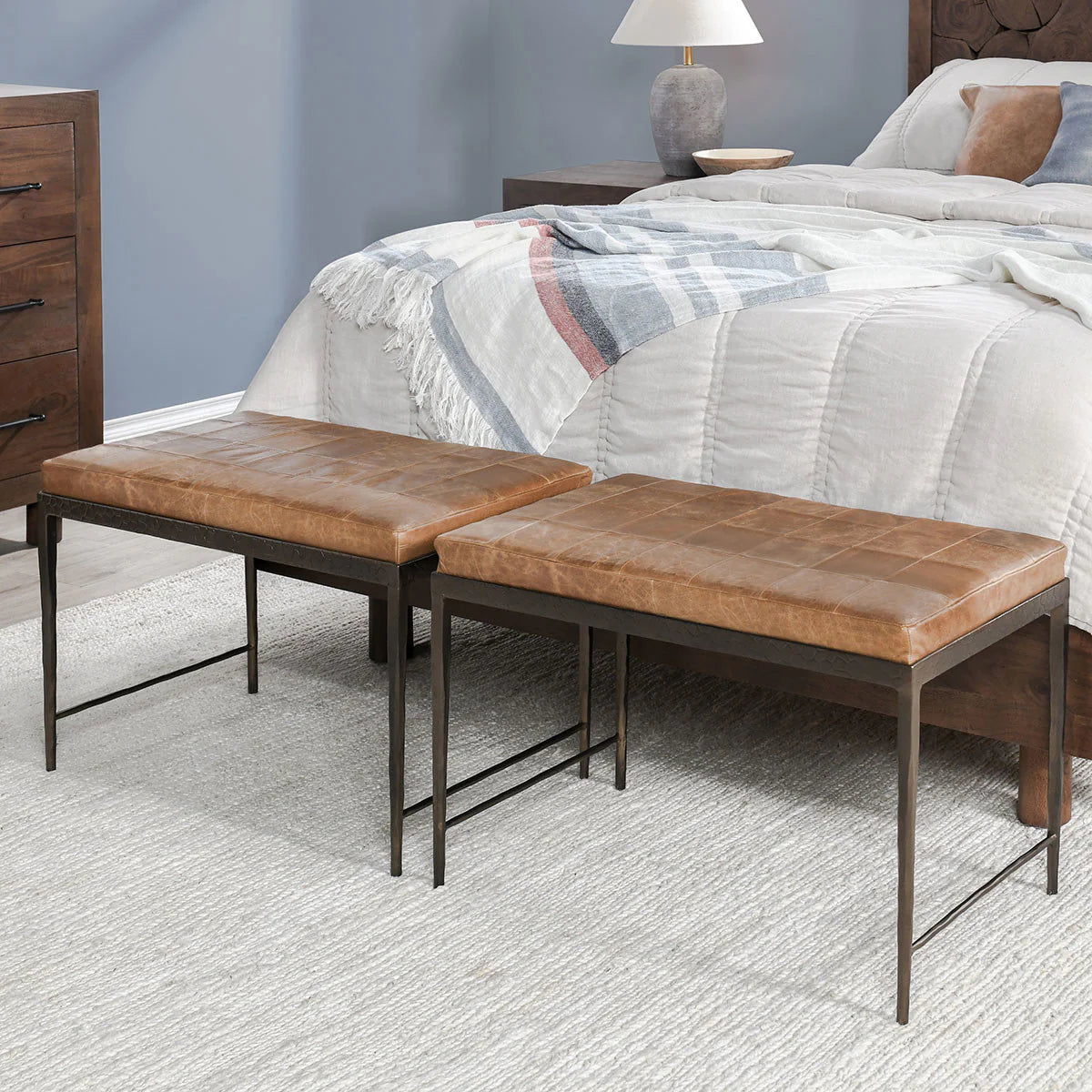 Malo Leather 28" Bench Chestnut