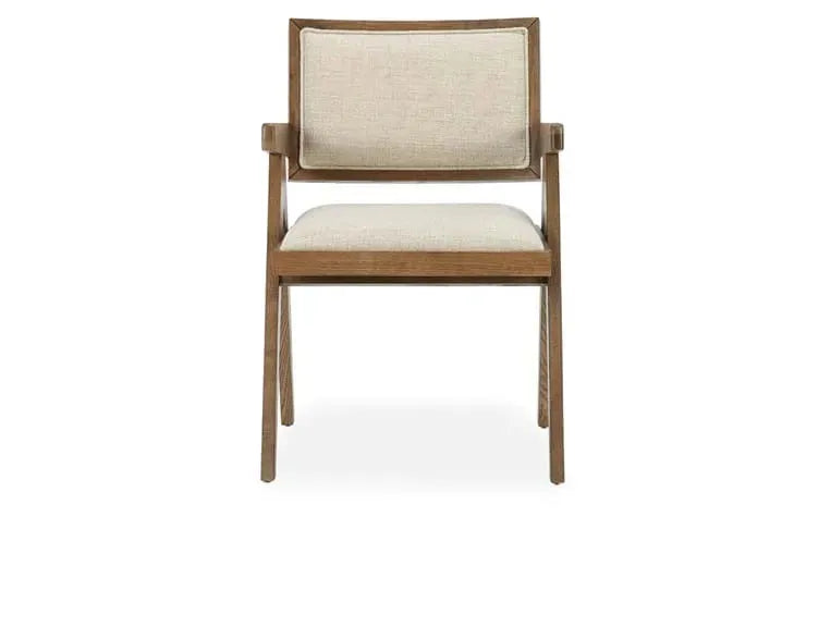 Dolton Linen Blend Dining Arm Chair Beige/Natural
