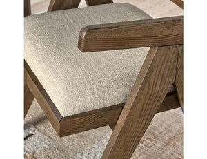 Dolton Linen Blend Dining Arm Chair Beige/Natural