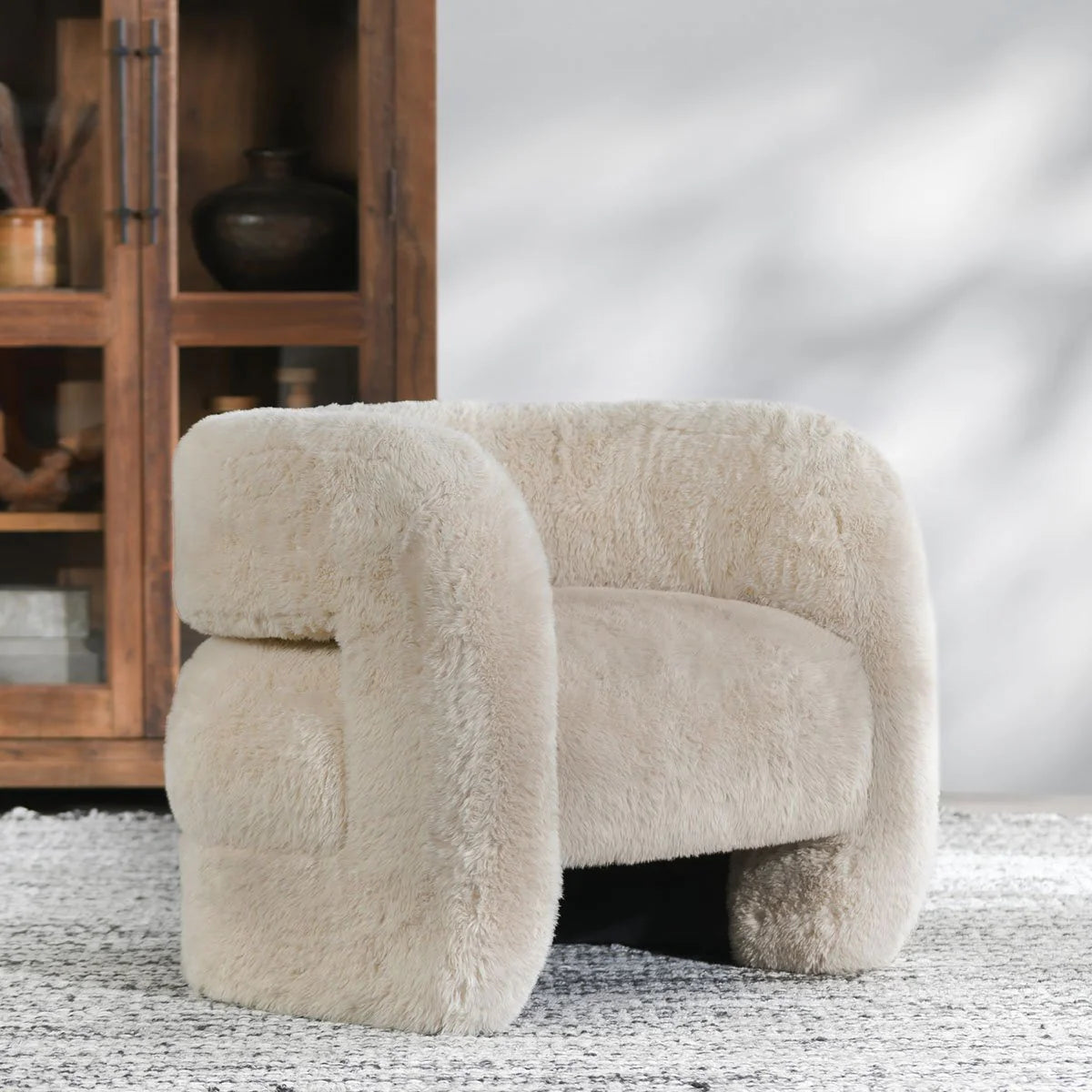 Teddy Plush Accent Chair Beige