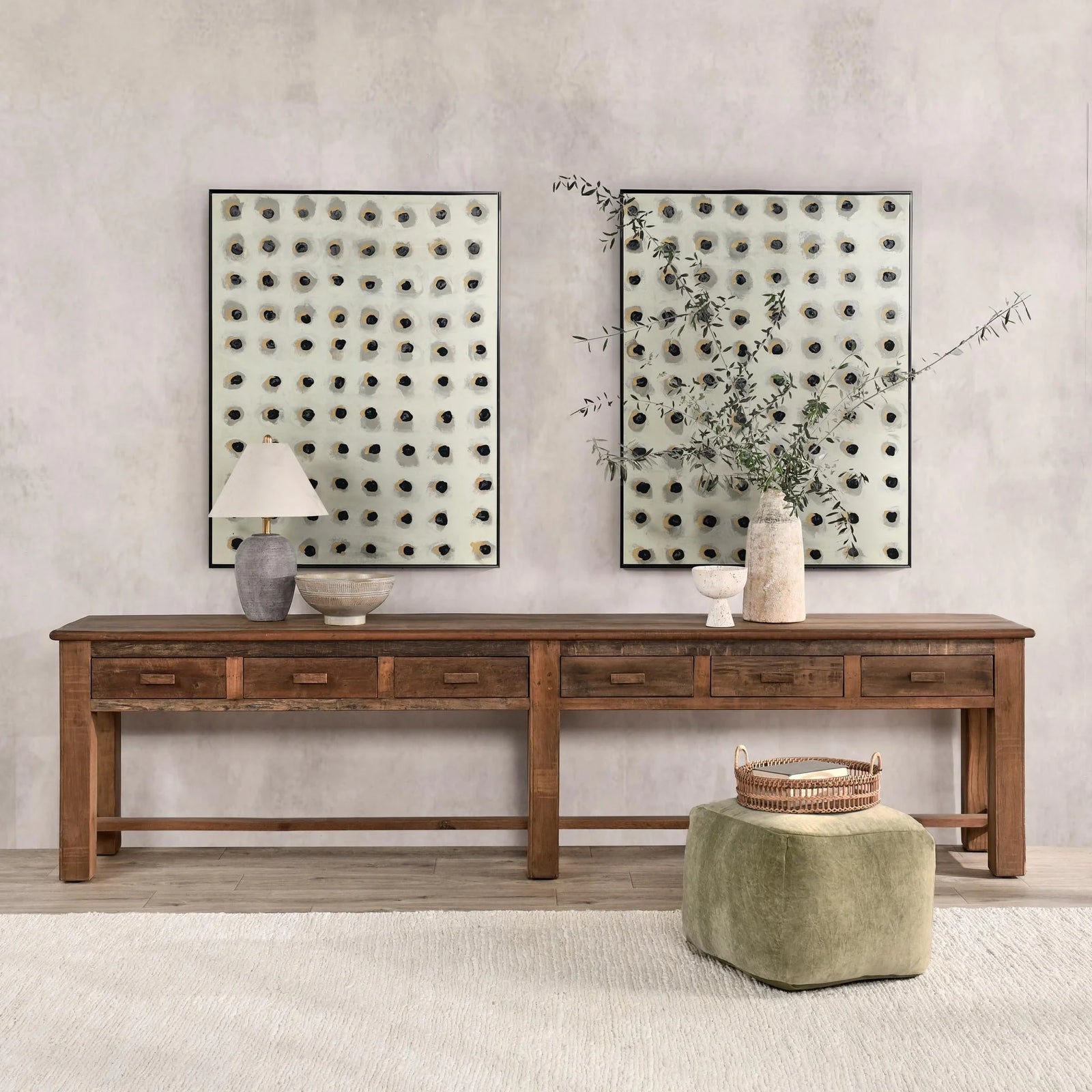 Ezra Reclaimed Wood 6Dwr Console Table Natural