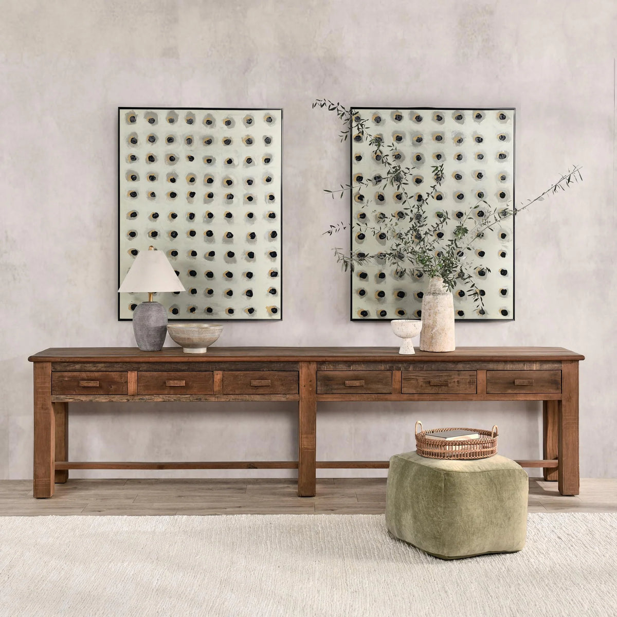 Ezra Reclaimed Wood 6Dwr Console Table Natural