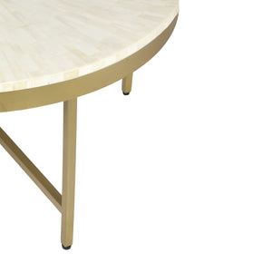 Gold and Ivory Bone Inlay / Metal Handmade Round Coffee Table