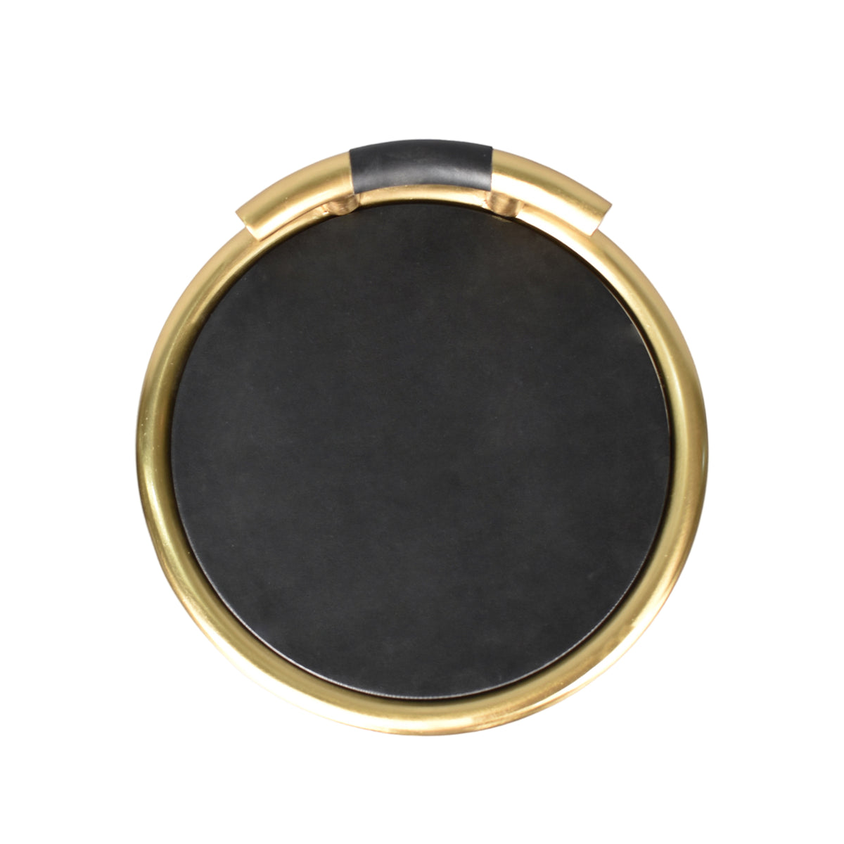 Frederica Modern Leather and Metal Round C-Shaped Side Table