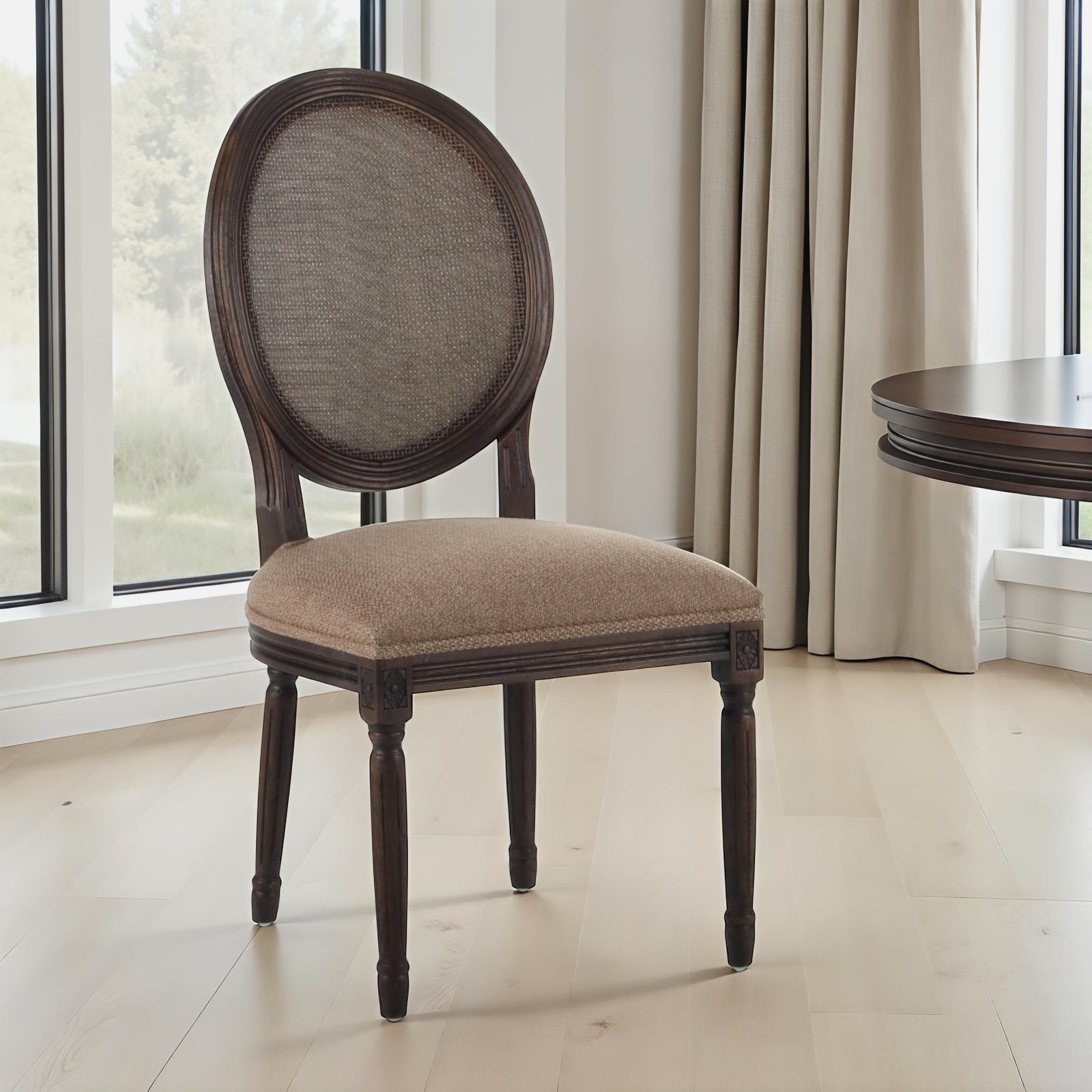 Isabella Traditional Brown Upholstered Dining Chair, Set of 2