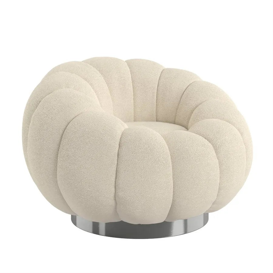 Lily Pumpkin Swivel Accent Chair Cream Boucle