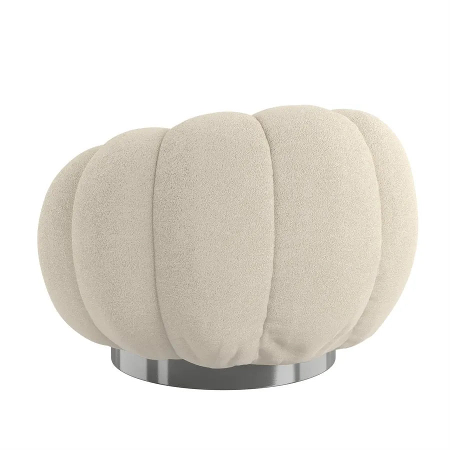 Lily Pumpkin Swivel Accent Chair Cream Boucle