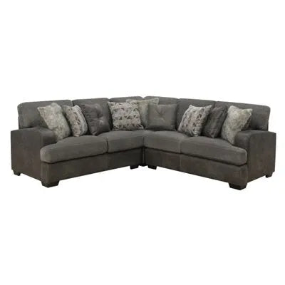 Berlin Modular 3 Piece Sectional Gray Herringbone & Sanded Microfiber