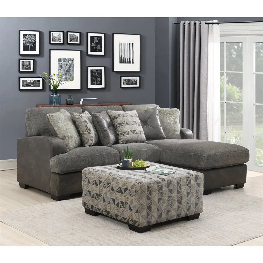 Berlin 2 Piece Rsf Chaise Sectional Gray Herringbone & Sanded Microfiber