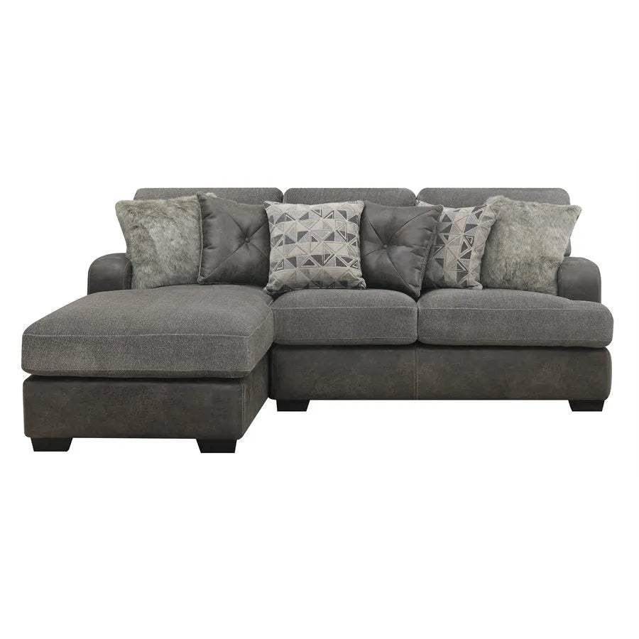 Berlin 2 Piece Lsf Chaise Sectional Gray Herringbone & Sanded Microfiber
