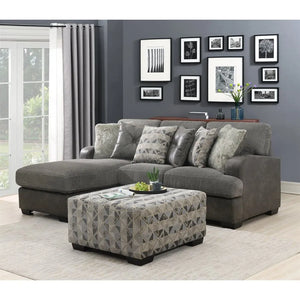 Berlin 2 Piece Lsf Chaise Sectional Gray Herringbone & Sanded Microfiber