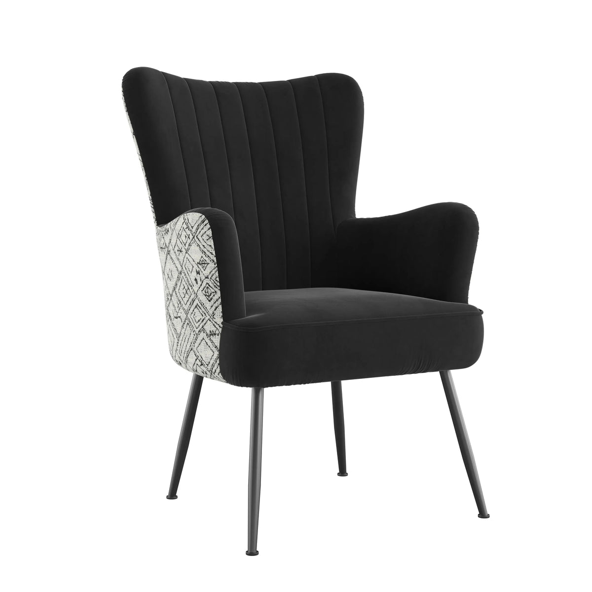 Amera Accent Chair Black With Petroglyph Print