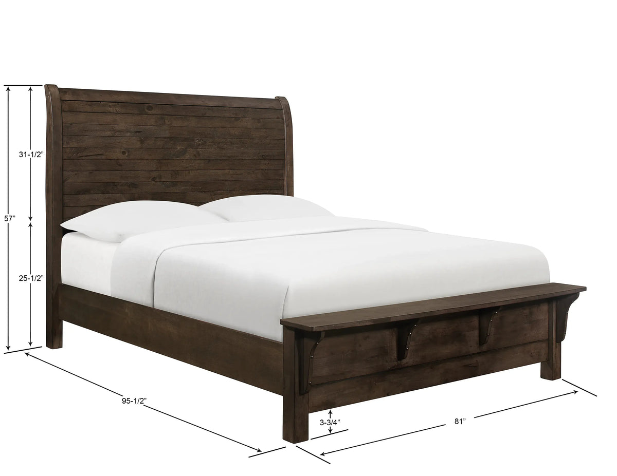 Ashton Hills Sleigh Bed Ash Brown