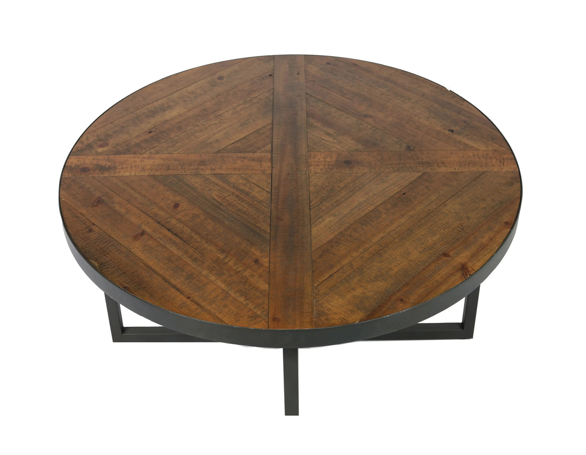 Denton Round Coffee Table Antique Pine