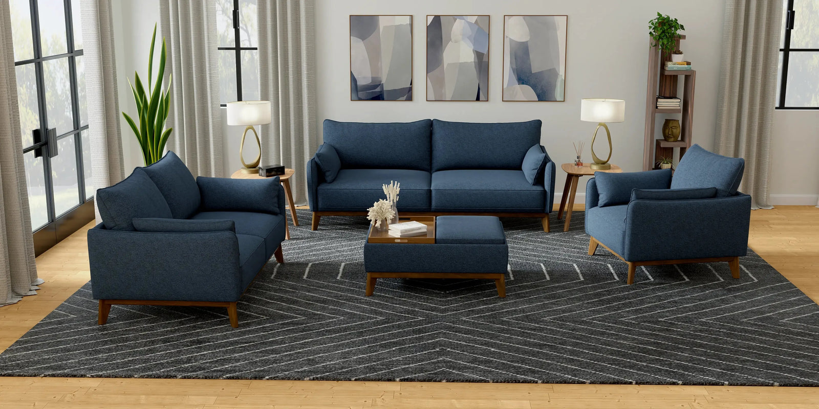Aria Reversible Tray Ottoman Navy Storm