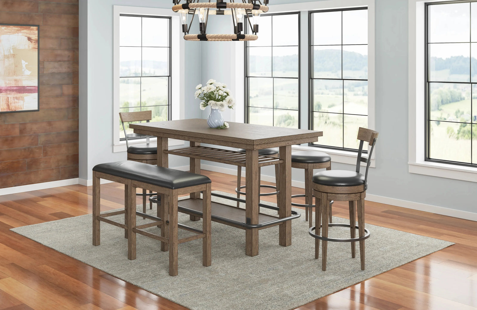 Benton Backless Swivel Bar Stool Pecan Brown