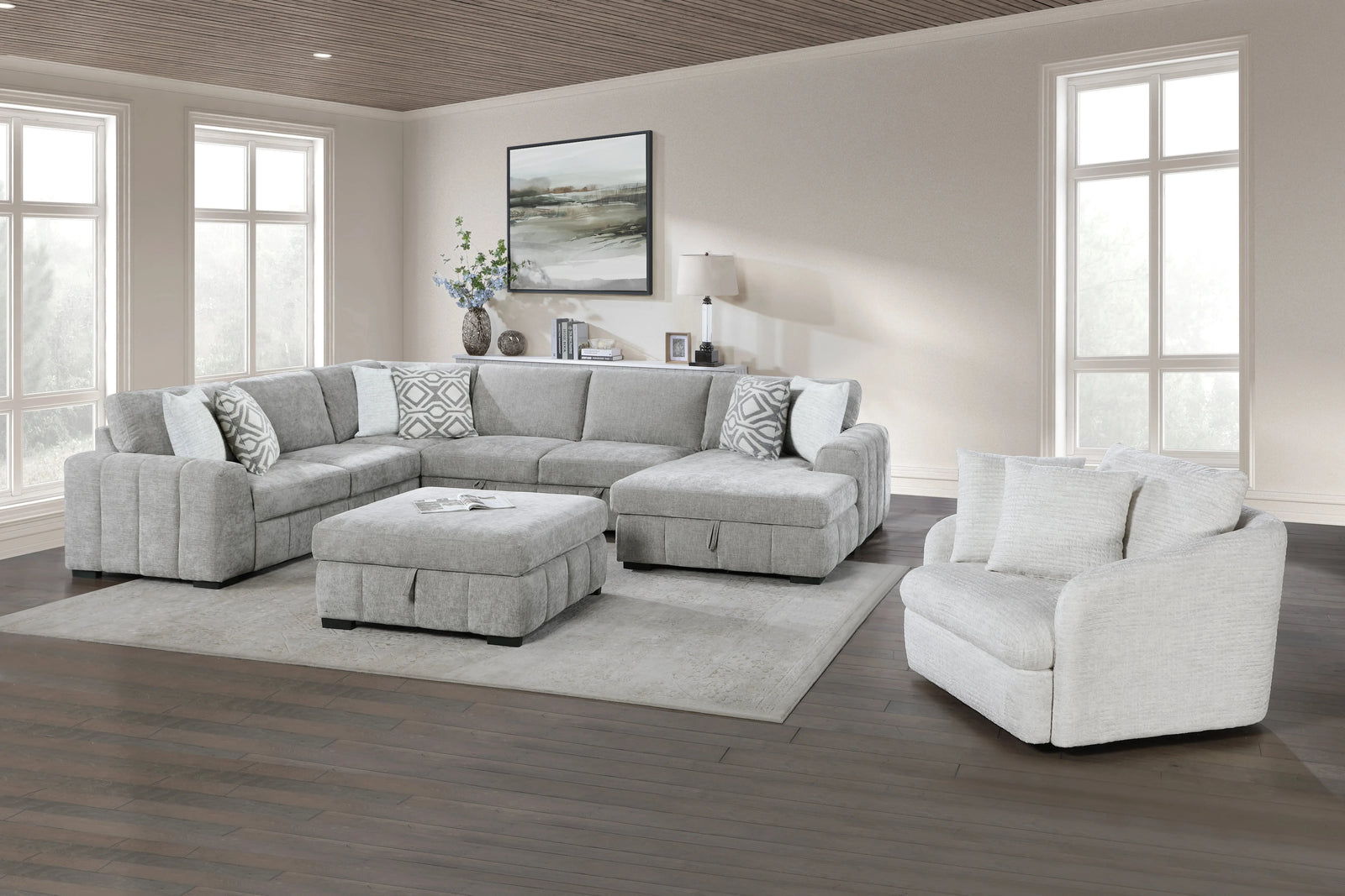 Ritchie Storage Ottoman Pewter