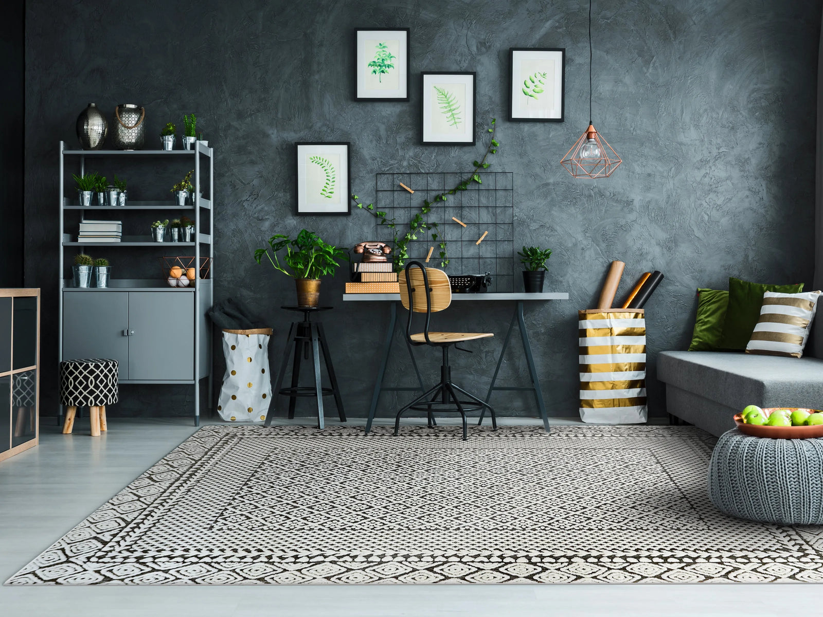 Lotus 8148-190 Ivory/Charcoal Rug
