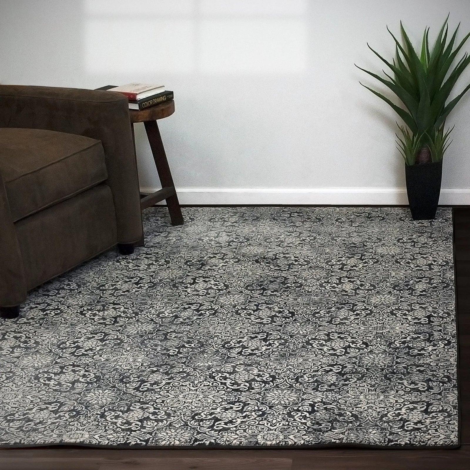 Ancient Garden 57162-3696 Steel Blue Rug