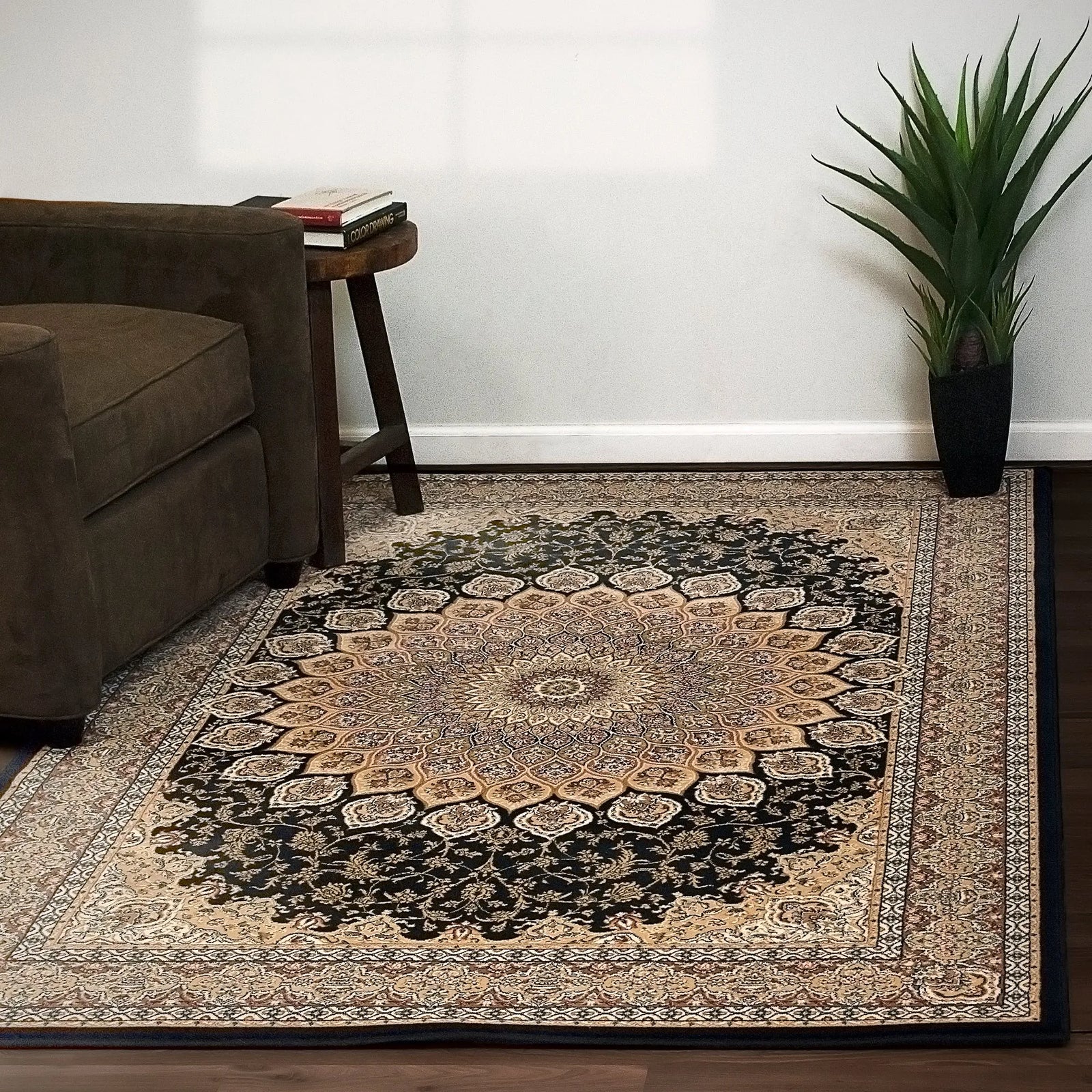 Ancient Garden 57090-3484 Navy Rug