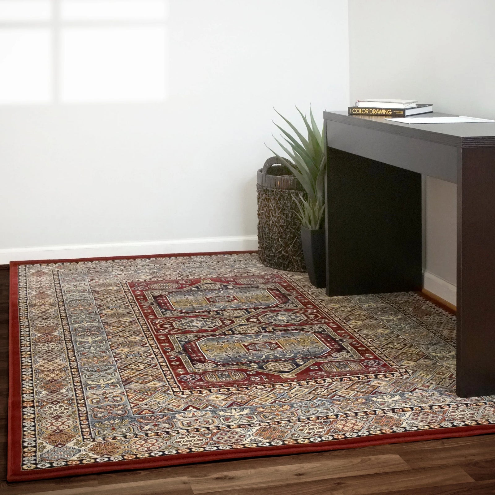 Ancient Garden 57147-1454 Red Rug