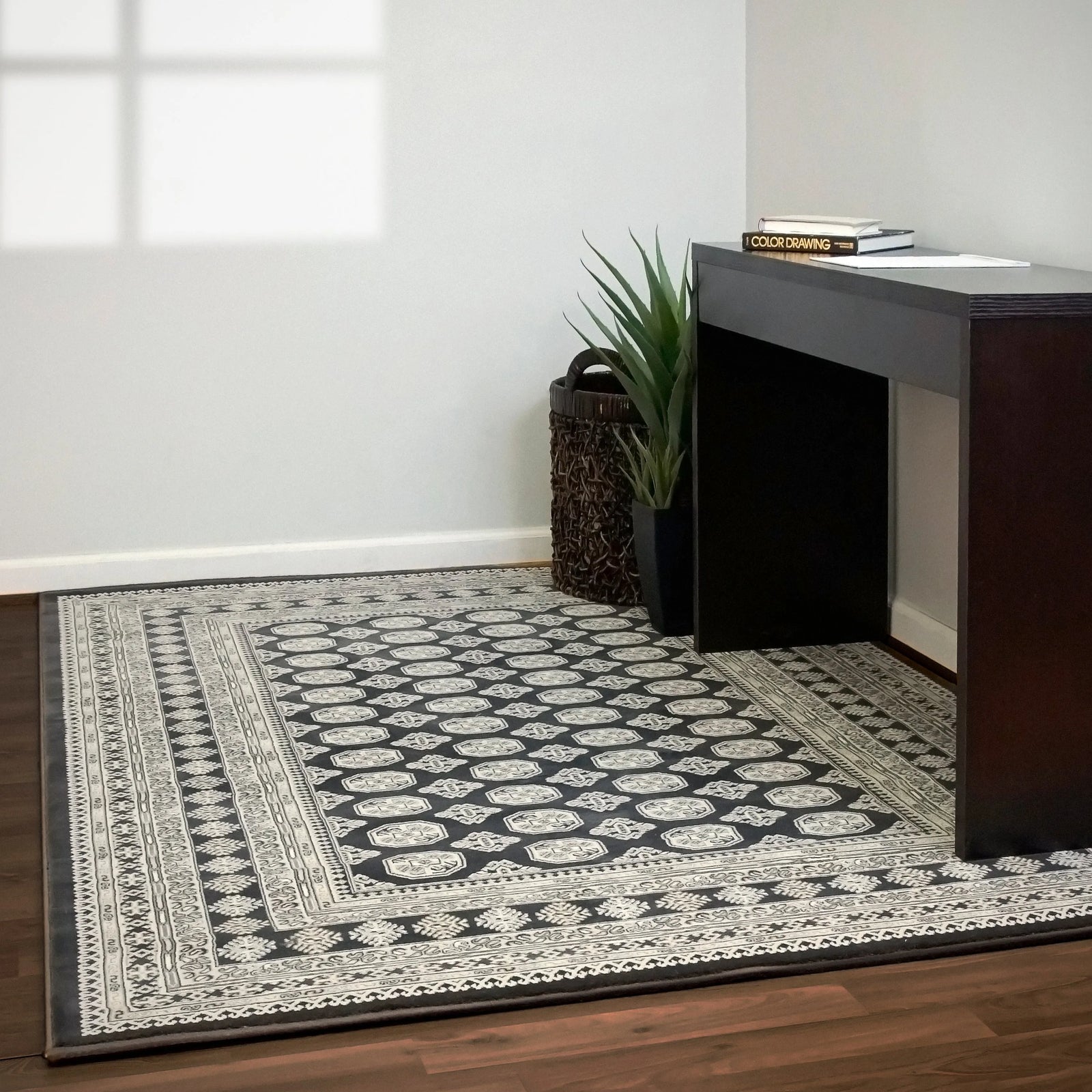 Ancient Garden 57102-3636 Charcoal/Silver Rug